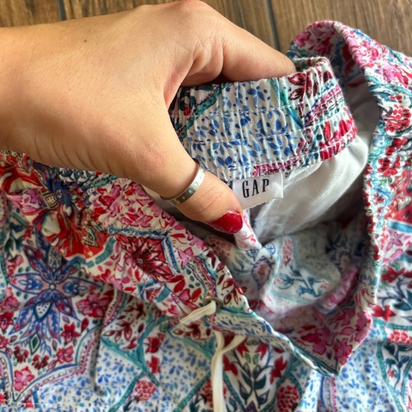Gap Floral Print Drawstring Linen Mini Shorts Size M - Picture 2 of 2